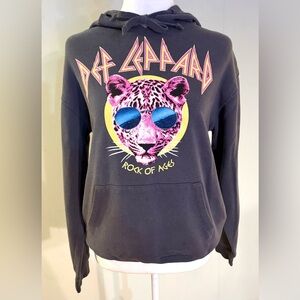 Def Leopard ‘Rock of Age’ Graphic Hoodie Sweatshirt, Front Pouch, Size S